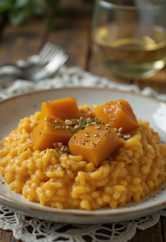 Creamy butternut squash risotto served