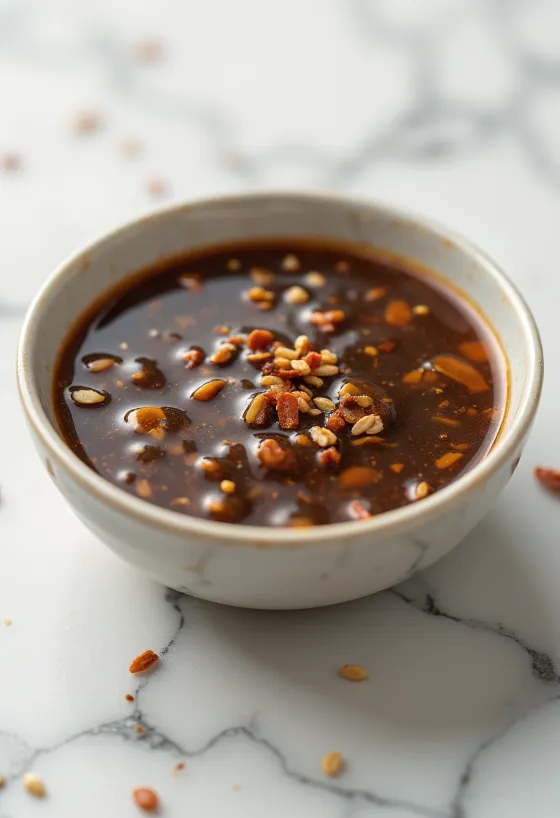 Sesame chili ginger sauce served in a bowl.