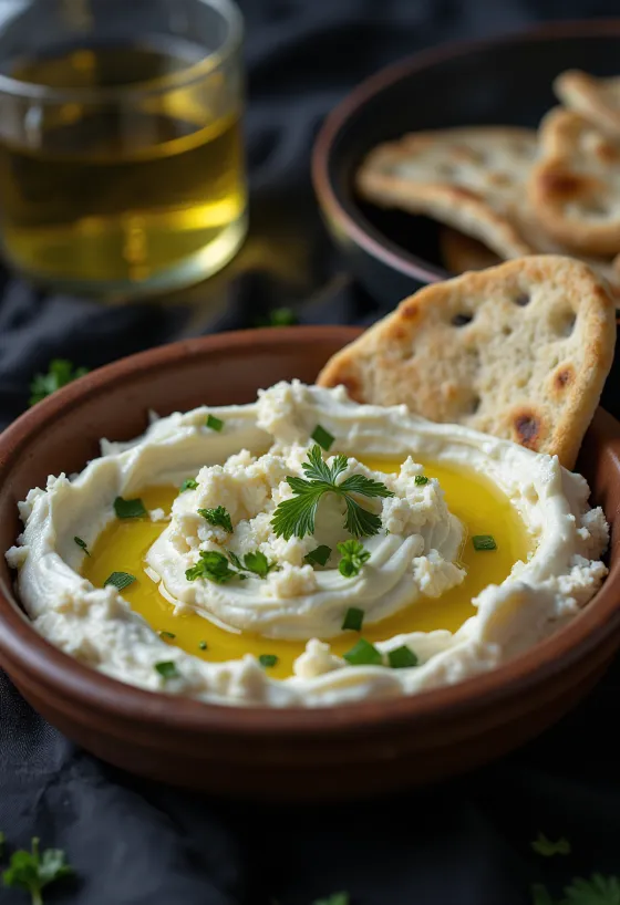 Haydari yogurt dip served with fresh vegetables