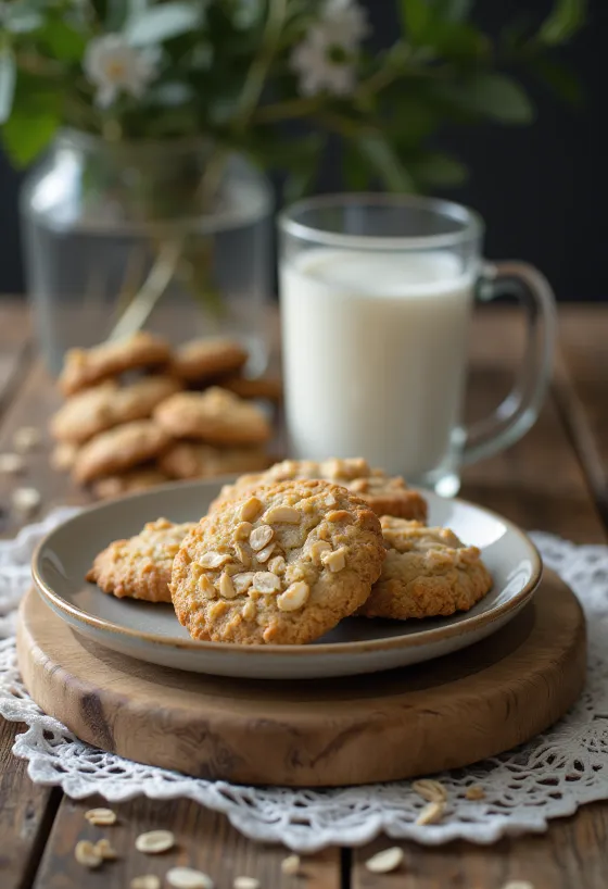 Golden brown oatmeal cookies on a tray