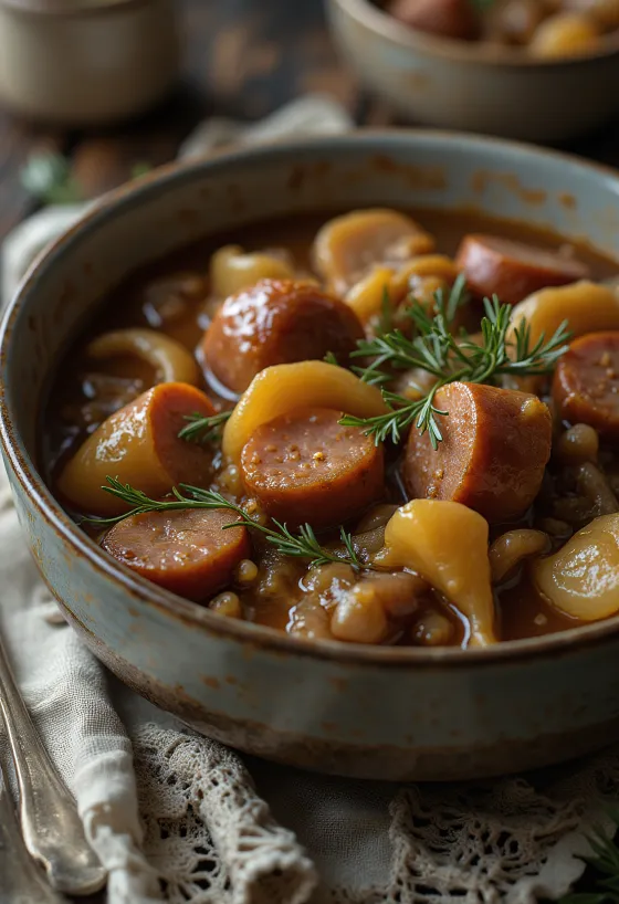 Bigos served in a bowl