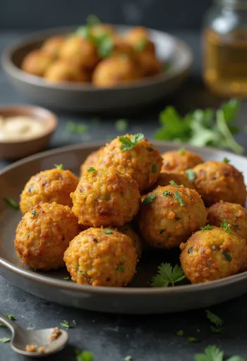 Crispy golden falafel with fresh herbs.