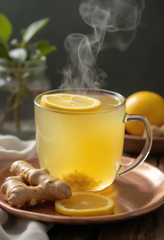 Ginger Lemon Tea served with honey