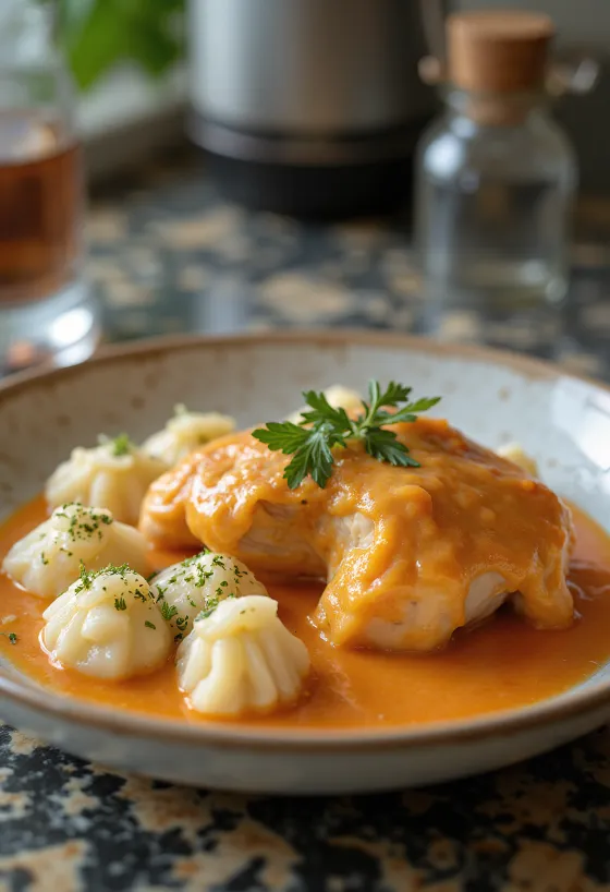 Chicken Paprikash with dumplings