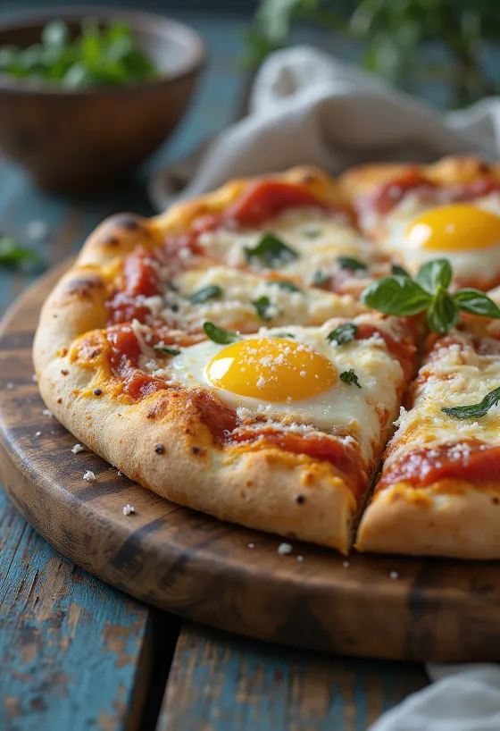 Pizza alla Parmigiana with eggplant and parmesan
