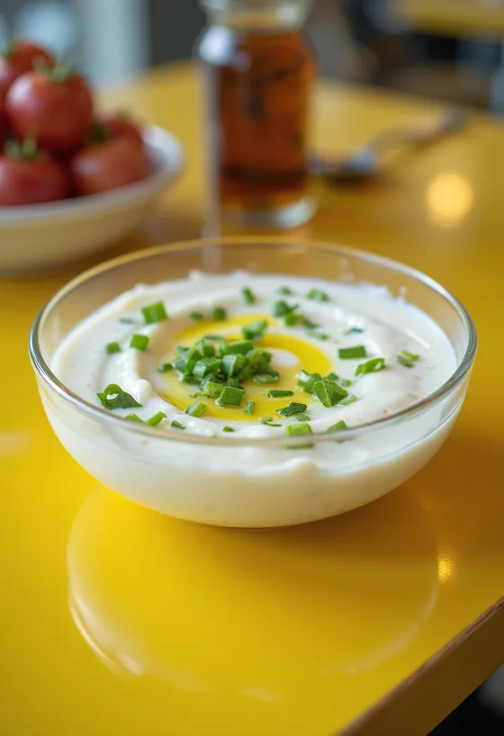 Turkish yogurt sauce served in a bowl