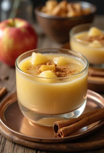 Refreshing chilled apple soup served with cinnamon and whipped cream