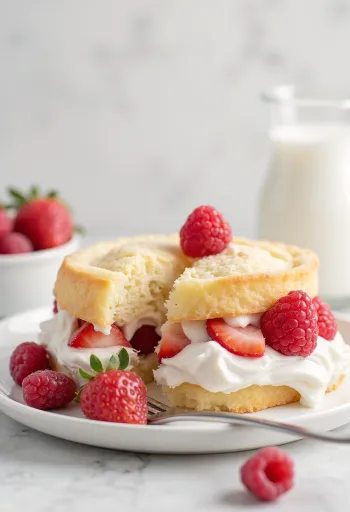 Cream Sponge Cake served