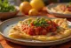 Slice of Fainá chickpea flatbread with tomato sauce
