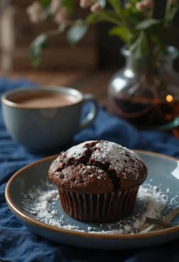 Cocoa muffin served on a plate