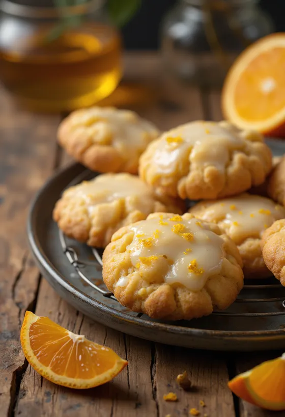 Orange honey cookies in Christmas setting