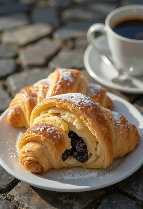 Coffee cream croissants served