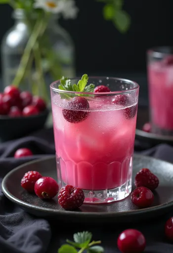Cranberry kefir smoothie in a glass