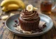 Banana chocolate chip cupcakes served on a plate