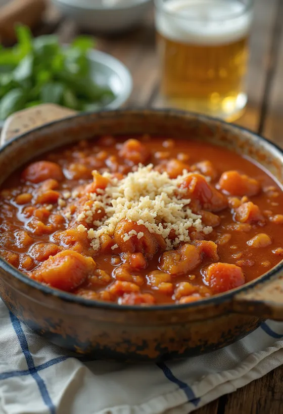 Currywurst style beer sauce served in a bowl