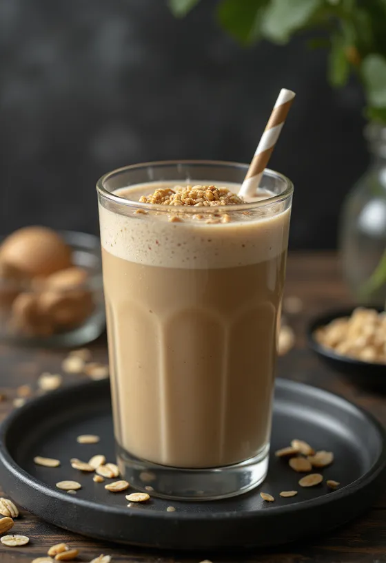 Coffee banana smoothie in a tall glass
