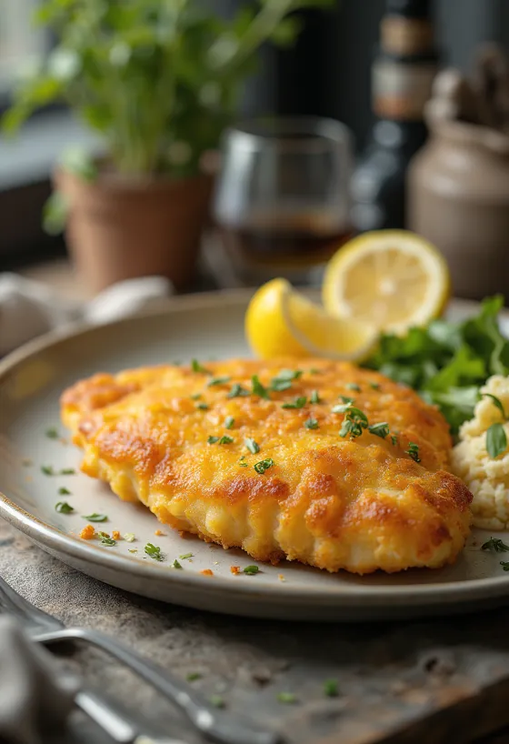 Golden brown Parisian pork cutlets served with a crispy batter