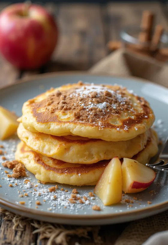 Freshly fried apple pancakes dusted with cinnamon sugar