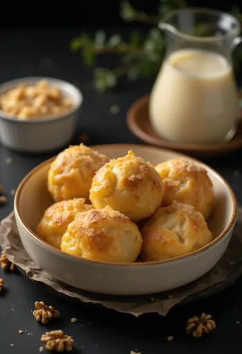Traditional golden dumpling pull-apart bread with vanilla custard