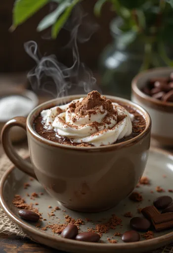 Hot chocolate topped with whipped cream