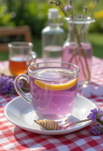 Lavender tea served fresh