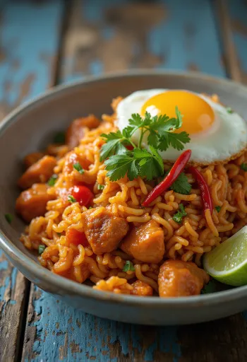 Spicy Nasi Goreng with Chili Sauce, rich spices and chili sauce