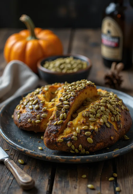 Rye Bread served with pumpkin seeds, freshly baked