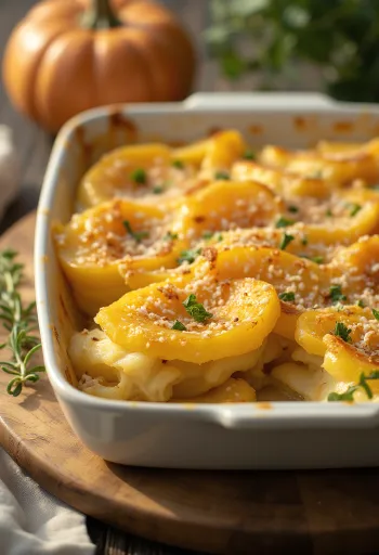 Pumpkin scalloped potatoes served