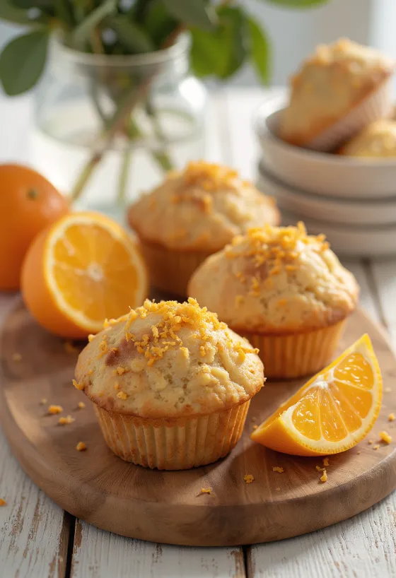 Cinnamon orange muffin in golden brown setting