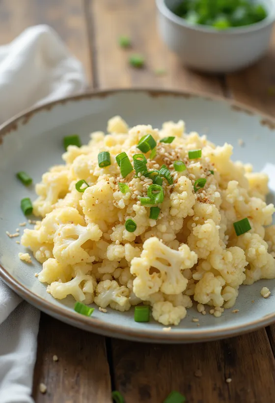 Cauliflower rice served in a bowl