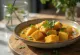 Bowl of Tofu Korma with golden fried tofu