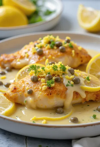 Chicken Piccata with lemon sauce and capers