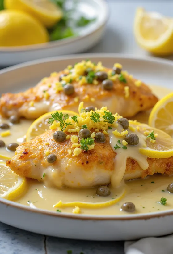 Chicken Piccata with lemon sauce and capers
