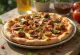 Pizza with wild mushrooms and bacon