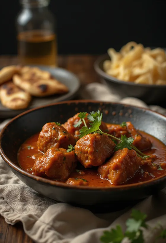 Lamb Vindaloo served in spicy sauce