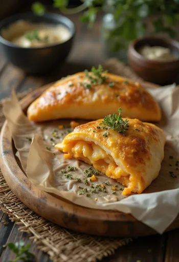 Golden baked sweet potato calzone