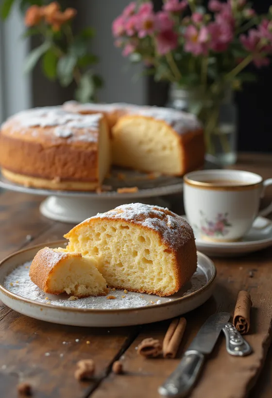 Honey cinnamon sponge cake in golden brown setting