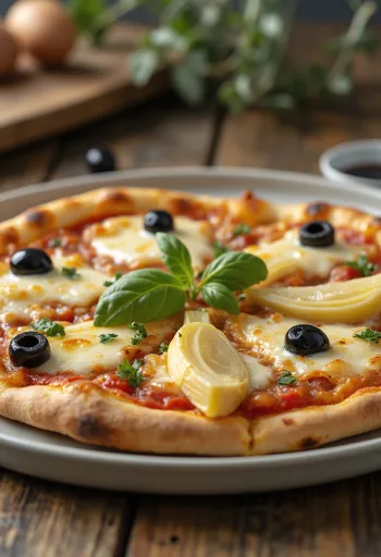 Pizza ai Carciofi e Olive with artichokes and olives