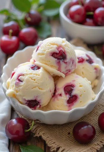 Cherry Vanilla Ice Cream served