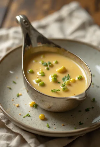 Green peppercorn sauce served in a pan