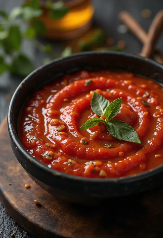 Spicy Arrabbiata tomato sauce served with pasta