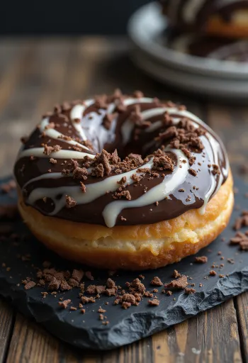 Two-tone doughnut served