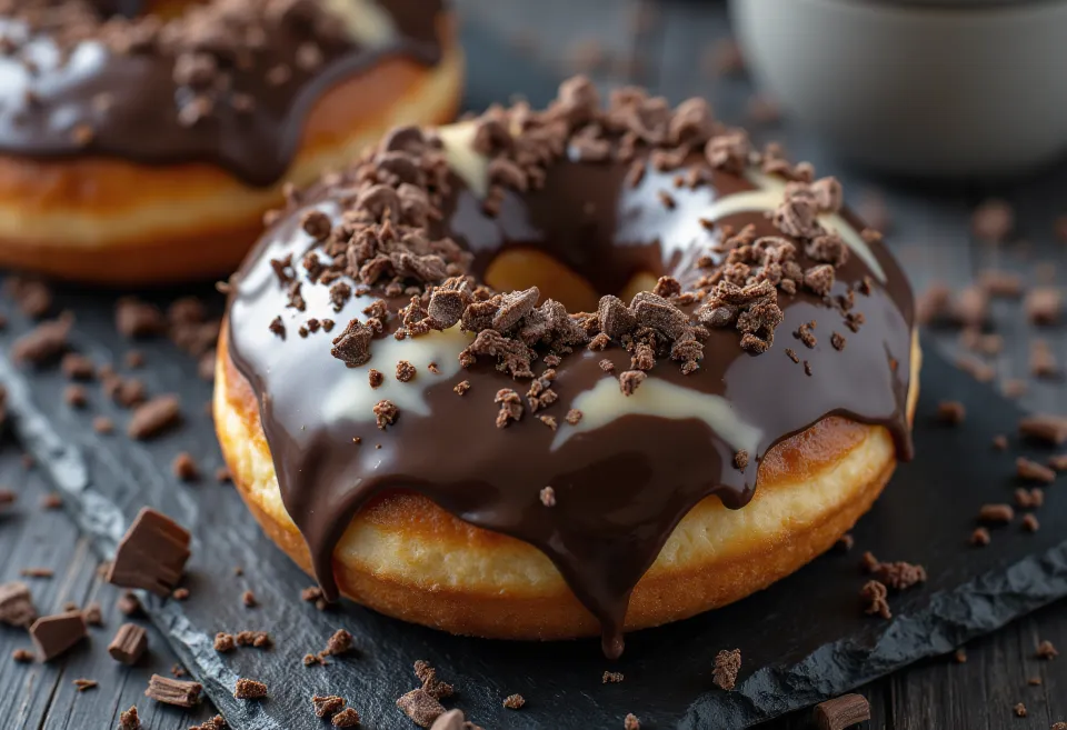 Two-tone doughnut served