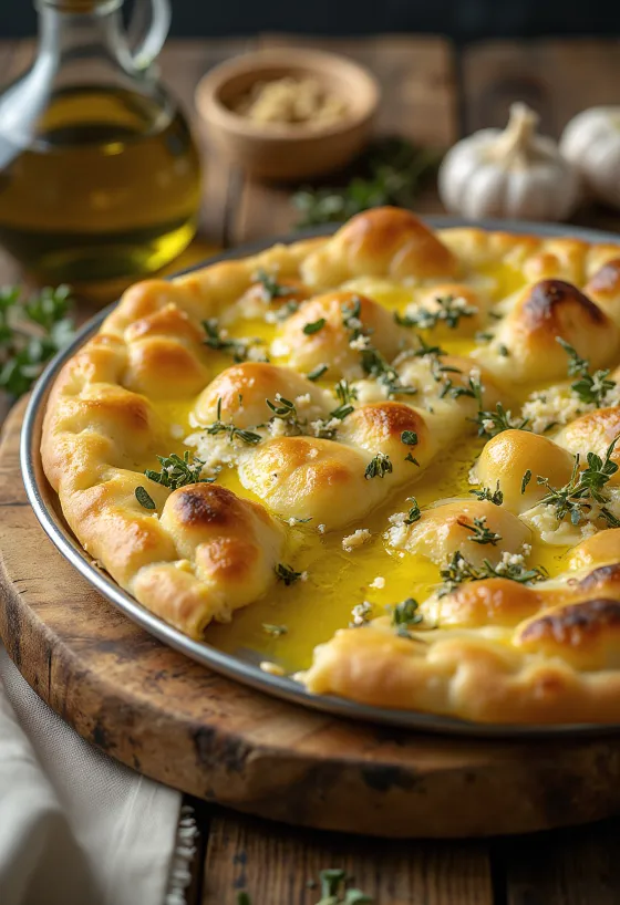 Garlic Manakish served with yogurt dip