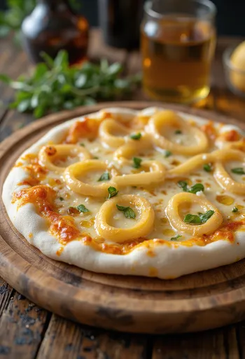 Pizza ai Cipollotti with scallions and cheese