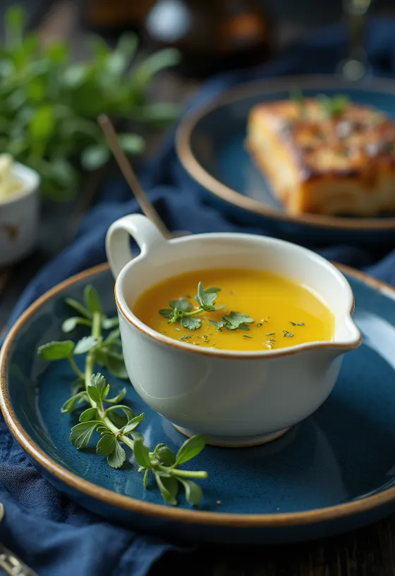 Honey Tarragon Butter Sauce served in a small bowl