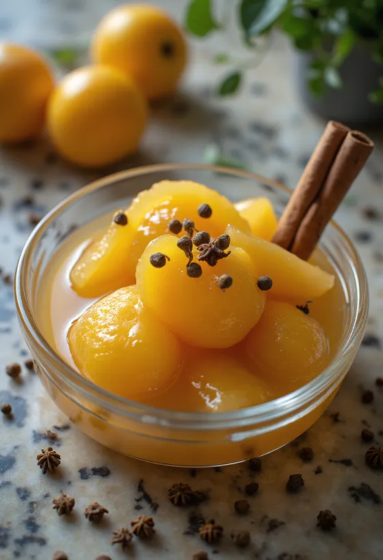 Quince compote flavored with cinnamon and cloves