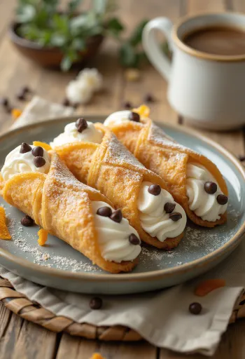 Classic Sicilian Cannoli dusted with powdered sugar