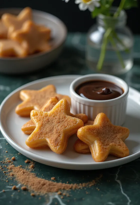 Churros served with chocolate, crispy and delicious