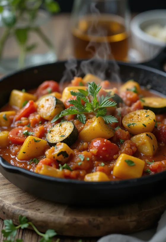 Zucchini stew with fresh vegetables